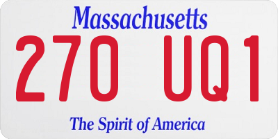 MA license plate 270UQ1