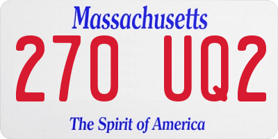 MA license plate 270UQ2