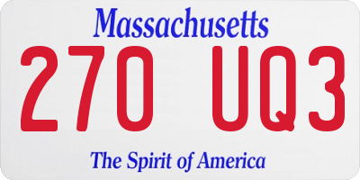 MA license plate 270UQ3