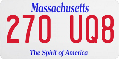 MA license plate 270UQ8