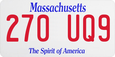 MA license plate 270UQ9
