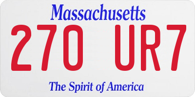 MA license plate 270UR7