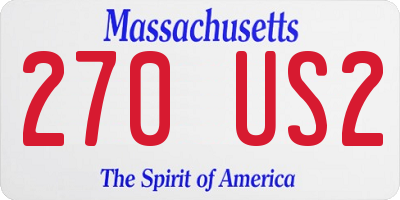 MA license plate 270US2