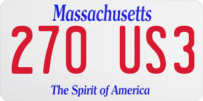 MA license plate 270US3