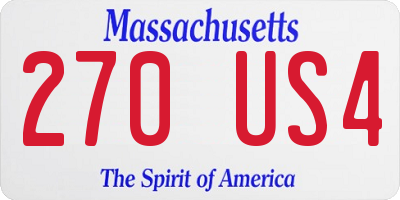MA license plate 270US4