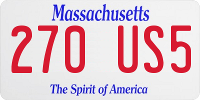 MA license plate 270US5