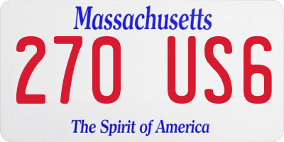 MA license plate 270US6