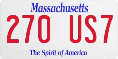 MA license plate 270US7