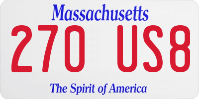 MA license plate 270US8