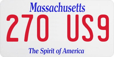 MA license plate 270US9