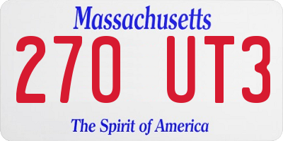 MA license plate 270UT3