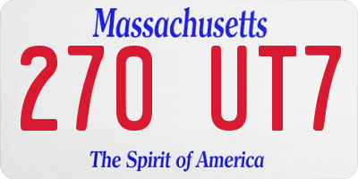 MA license plate 270UT7