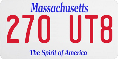 MA license plate 270UT8