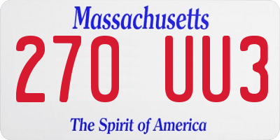 MA license plate 270UU3