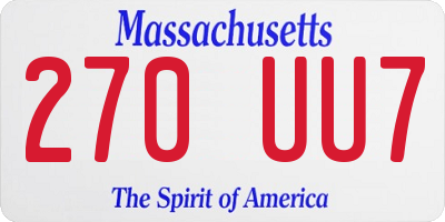 MA license plate 270UU7