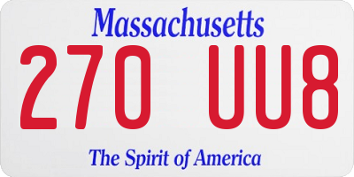 MA license plate 270UU8