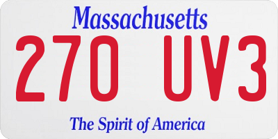 MA license plate 270UV3