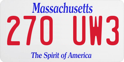MA license plate 270UW3