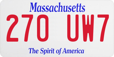 MA license plate 270UW7