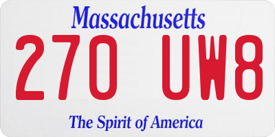 MA license plate 270UW8