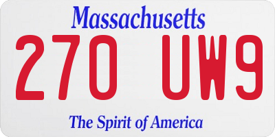 MA license plate 270UW9