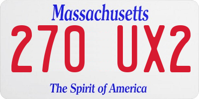 MA license plate 270UX2