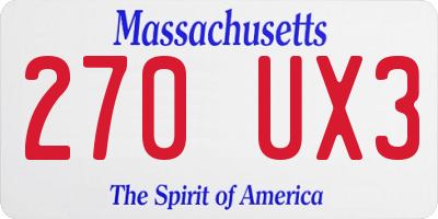 MA license plate 270UX3
