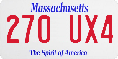 MA license plate 270UX4