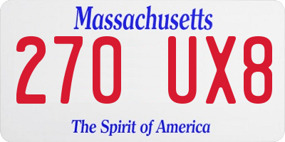 MA license plate 270UX8