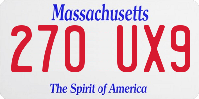 MA license plate 270UX9