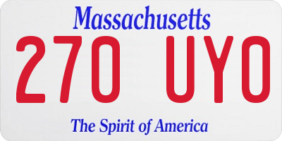 MA license plate 270UY0