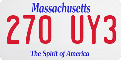 MA license plate 270UY3