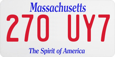 MA license plate 270UY7