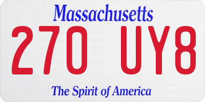 MA license plate 270UY8