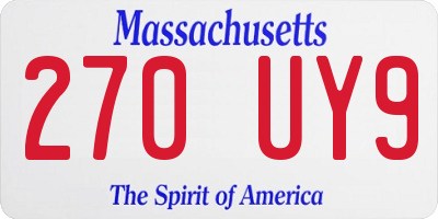 MA license plate 270UY9