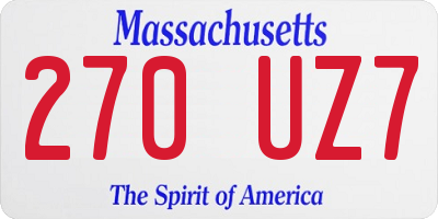 MA license plate 270UZ7