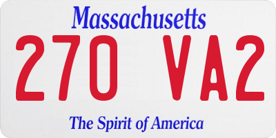 MA license plate 270VA2