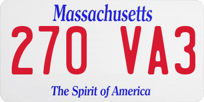 MA license plate 270VA3