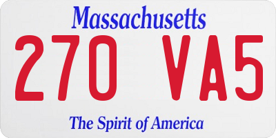 MA license plate 270VA5