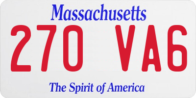 MA license plate 270VA6