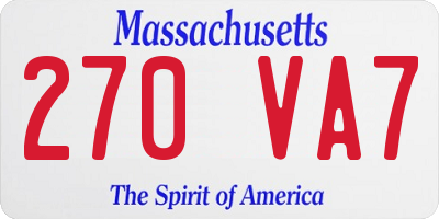 MA license plate 270VA7