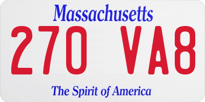 MA license plate 270VA8