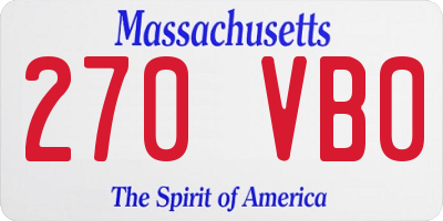 MA license plate 270VB0