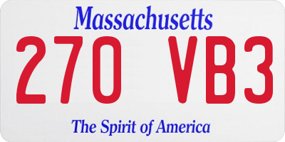 MA license plate 270VB3