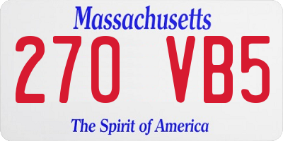 MA license plate 270VB5