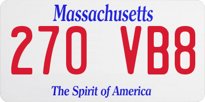 MA license plate 270VB8