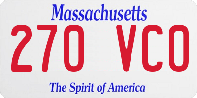 MA license plate 270VC0