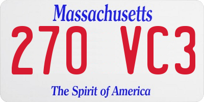 MA license plate 270VC3