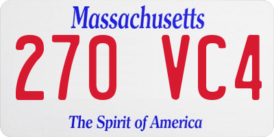 MA license plate 270VC4