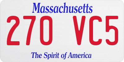 MA license plate 270VC5